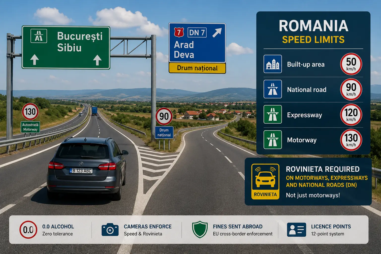 Speed Limit in Romania: 130, and the Rovinieta Trap